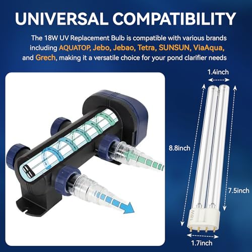 2 Pack 18W UV Light for Pond Replacement Bulb Compatible with AQUATOP