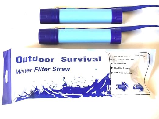 Galaxy Personal Portable Water Filter Straw Filtration Purifier for Hiking, Camping, Hunting, Travel, Outdoor Emergency Survival Detachable. (2 Packs)