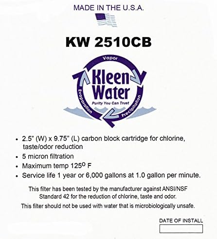 Two KleenWater (USA) Carbon Filters Compatible With GE FXSVC and GXSV10C, GXSL03C and GNSL05CBL SmartWater Dual Stage Water Filtration Systems, Includes 2 o-rings
