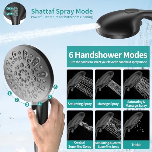 Black Filtered Rainfall Shower Head with Handheld