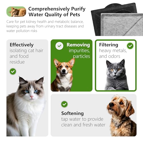 Cat Water Fountain Replacement Charcoal Filter Square (6 Count)