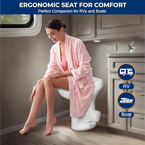 RV Gravity Flush Toilet with Foot Pedal and Hand Sprayer