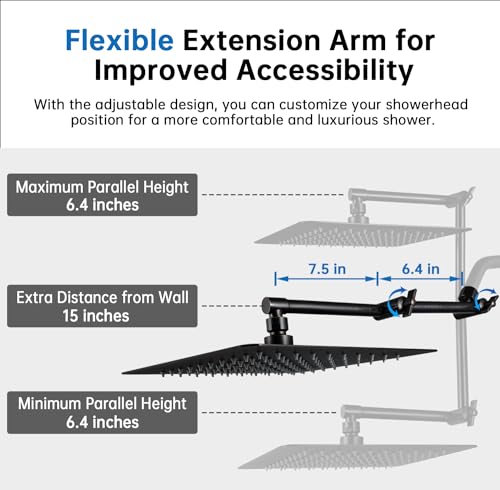 All Metal 12 Inches Rainfall Shower Head with Handheld Combo