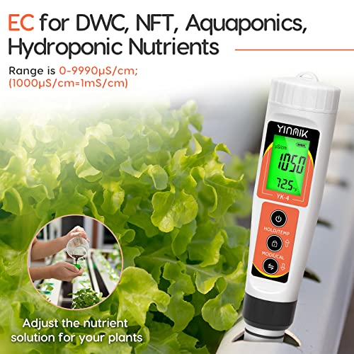 PH Meter Digital 4 in 1 PH EC TDS Temp Meter for Water Hydroponics