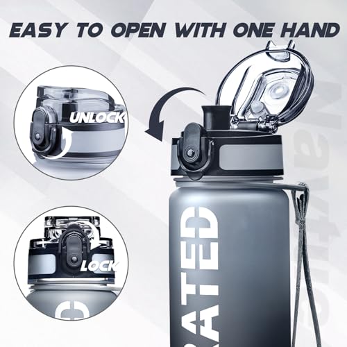 Water Bottle 16.9 oz Motivational Time Marker Tritan Bottle