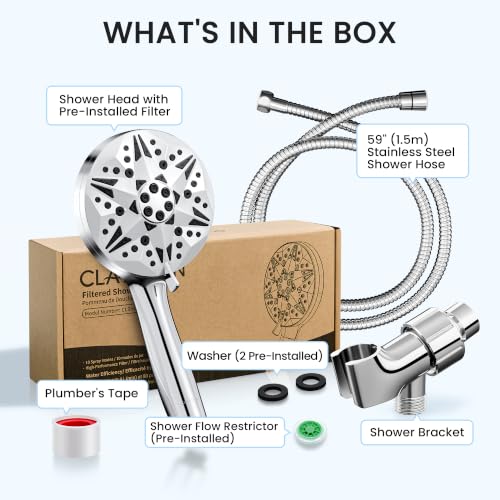 Filtered Shower Head With Handheld High Pressure 9 Spray Modes