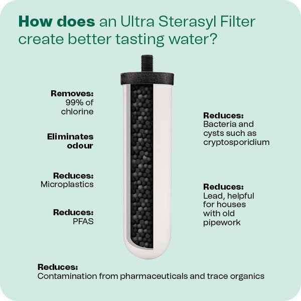 British Berkefeld 1L Stainless Steel Gravity Water Filter System | Comes with an Ultra Sterasyl Cartridges | Great Tasting Clean Water | No Power Or Plumbing Required | for Home Or Outdoor Use
