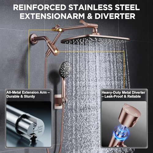 Rose Gold 11.8" High Pressure Shower Head with Handheld
