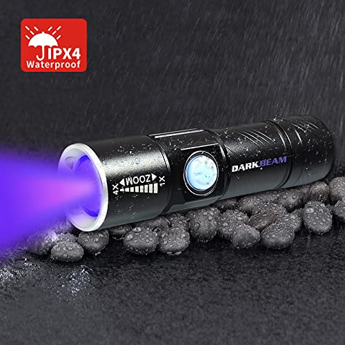 UV 395nm USB Rechargeable Flashlight Ultraviolet led Light Blacklight Portable 400nm Mini Detector for Dog Urine Pet Stains (2 Count)