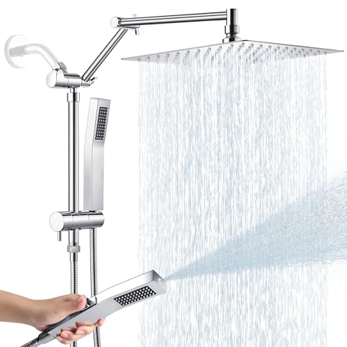 All Metal 10 Inch Rain Shower Head with Handheld Spray Combo
