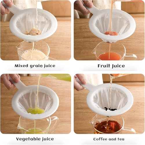 2 Piece Fine Nylon Mesh Strainer Kitchen Food Yogurt Mesh Sieve Plastic Mesh Colander with Handle Mini Brine Shrimp Separation Net for Filtering Juice Milk Soy Coffee Honey Wine Yogurt (2 Count)