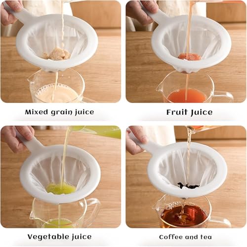2 Piece Fine Nylon Mesh Strainer Kitchen Food Yogurt Mesh Sieve Plastic Mesh Colander with Handle Mini Brine Shrimp Separation Net for Filtering Juice Milk Soy Coffee Honey Wine Yogurt (2 Count)