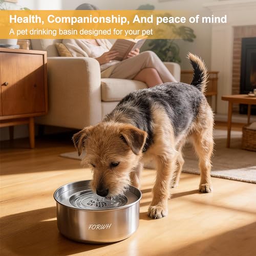 304 Stainless Steel Dog Water Bowl No Spill (101 Fl Oz)