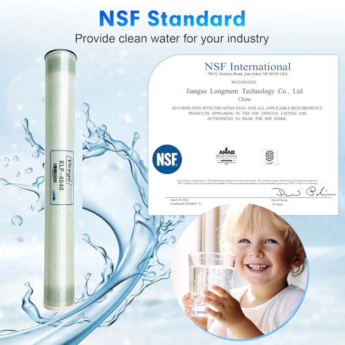 XLP-4040, XLP 4040 Membrane for Extreme Low Pressure Commercial Membrane, Salt Rejection 99%, 2300GPD, TDS≤1000ppm, 4040 XLP Membrane Good for Municipal Tap Water/Low-TDS Groundwater