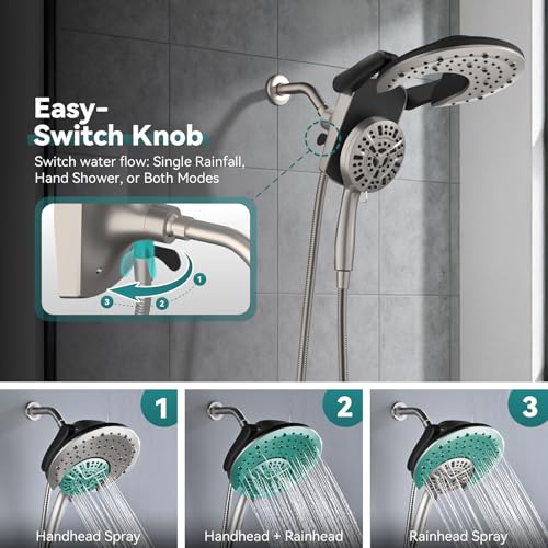 Foldable Rainfall Shower Head 9 Spray Settings