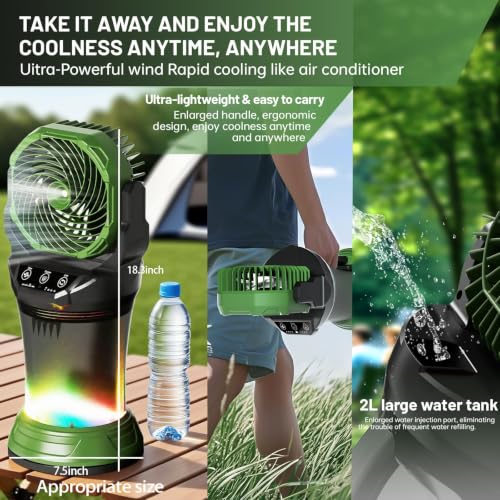 Portable Misting Fan with Remote & 30000mAh Rechargeable