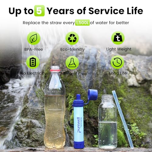Outdoor Water Filter Personal Water Filtration Straw Emergency Survival Gear Water Purifier for Camping Hiking Climbing Backpacking