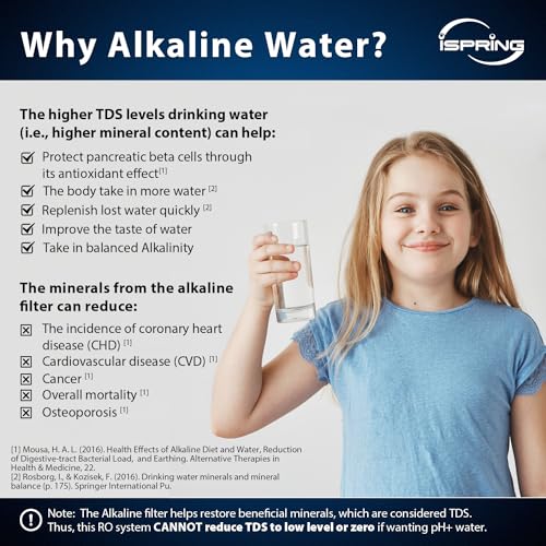 RCC7AK-UVBLK, NSF/ANSI 58 Certified, Alkaline and UV 7-Stage Reverse Osmosis Water Filter System, Clear Housing for Easy Filter Inspection, Reduces PFAS, TDS, Chlorine, Lead, pH+