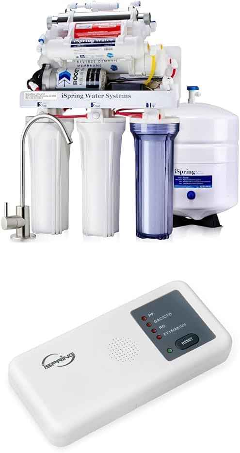 iSpring RCC1UP-AK 100GPD Under Sink 7-Stage Reverse Osmosis RO Drinking Filtration System and Water Filter for Sink with Alkaline Remineralization, Booster Pump and UV Ultraviolet Filter, White
