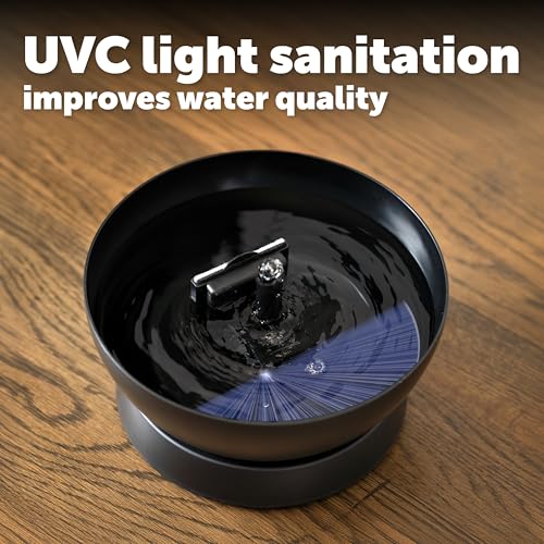 HydroSphere Cordless Pet Fountain Battery Powered Water Fountain for Cats and Small Dogs Stainless Steel Tray Quiet Operation