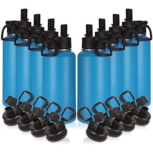 32oz Insulated Water Bottles Bulk 8 Pack with Straw Lid & Spout Lid (8 Count)