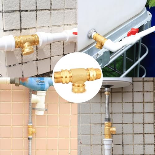 T Line Strainer Garden Hose Filter with 100 Mesh and 40 Mesh Screen and 2 PCS GHT to NPT Adapter Pressure Washer or Heater Inlet for RV Camping Car Wash On Pipe Strainer