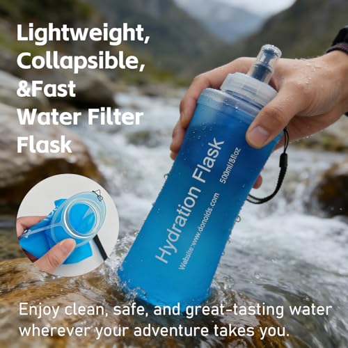 Collapsible Water Bottle with Filter for Hiking Travel