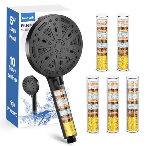 Black Filtered Shower Head Handheld (5 Count)
