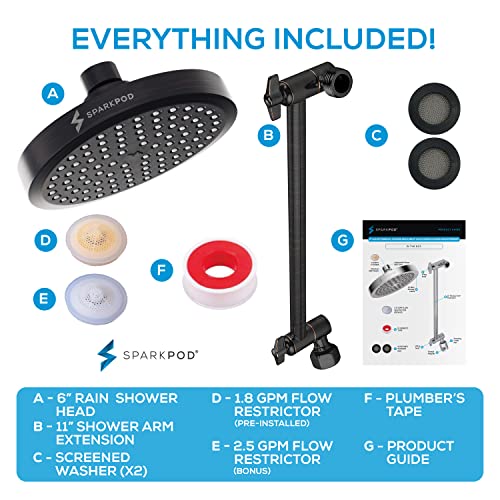 6" Round Rain Shower Head with 11" Shower Arm