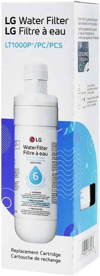 LG LT1000P - 6 Month / 200 Gallon Capacity Replacement Refrigerator Water Filter (NSF42, NSF53, and NSF401) ADQ74793501, ADQ75795105, AGF80300704, or AGF80300705 White