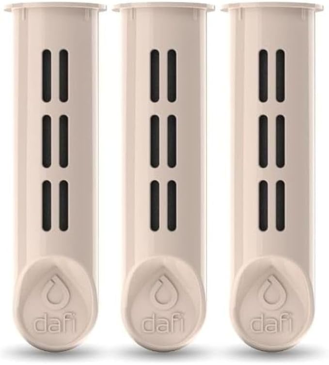 Dafi Sports Water Bottle Filter Replacement - 3-Pack Carbon Water Filters for Dafi Soft & Solid Bottles - Lasts Two Months or 40 Gallons Efficiency - Removes Chlorine Taste - BPA-Free - Colour Beige