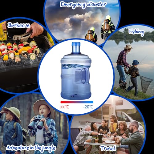 2 Pieces Water Jugs Round Plastic Water Bottle With Handle Screw Cap Reusable Large Capacity Bottle For Camping Outdoor Travel Gym Use (2 Count)
