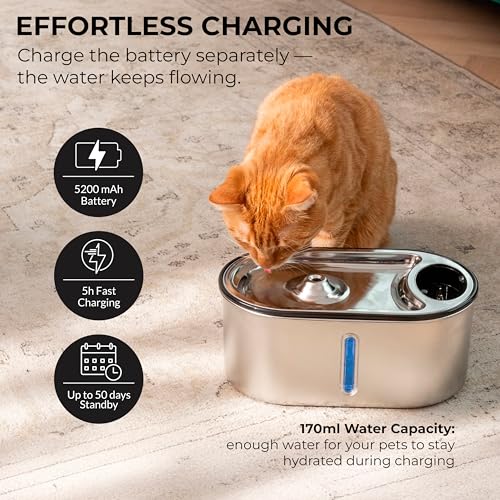Wireless Cat Water Fountain Stainless Steel 108oz