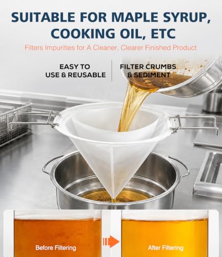 10” Reusable Cone Filter Bag Set for Frying Oil (50 Count)
