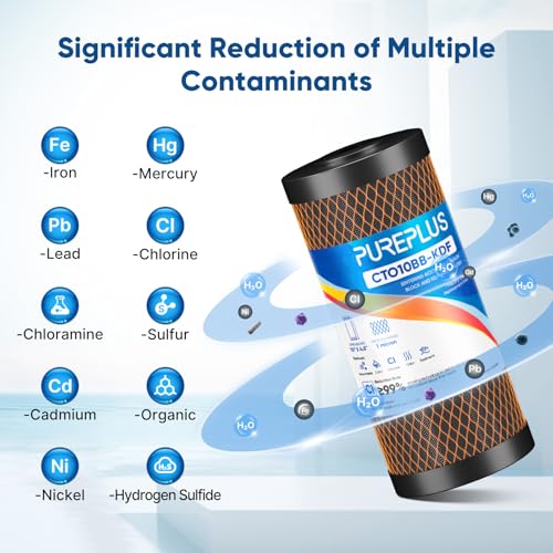 1 Micron 10" x 4.5" Whole House Coconut Shell Activated Carbon and KDF Water Filter