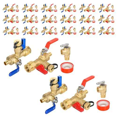3 4 Inch GUOFIS IPS Tankless Water Heater Valve Kit with Pressure Relief Valve (20 Count)