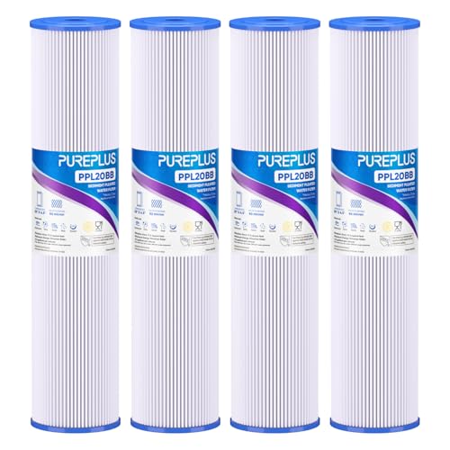 50 Micron 20" x 4.5" Whole House Pleated Sediment Filter for Well Water (4 Count)
