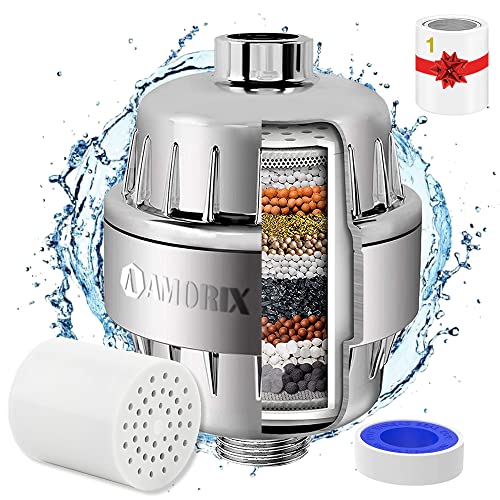 Chrome 15 Stage Shower Head Filter for Hard Water