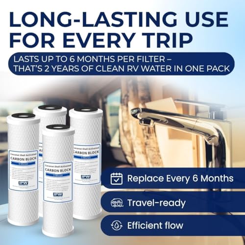 4-Pack Flow-Pur 8 (WCBCS-975-RV) Water Filter Replacement and Water Purifier Activated Carbon Filter for RV Water Filter System (4 Count)