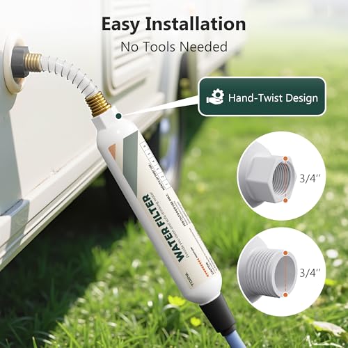 NSF Certified RV Inline Water Filter with Hose Protector