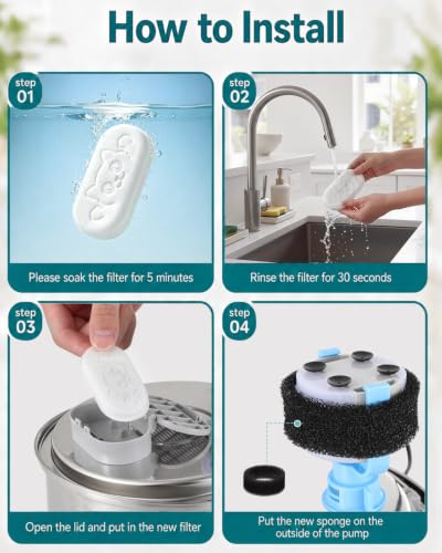 24 Pack Cat Water Fountain Filter for Stainless Steel Pet Water Dispenser (12 Count)