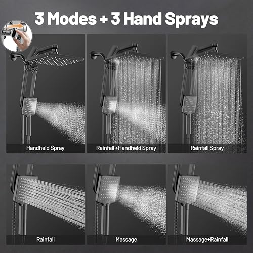 Dual Filtered Rainfall Handheld Showerhead Spray Combo with 7 Modes