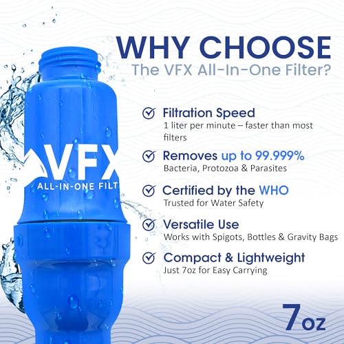 VFX All-in-One Portable Water Filter, Gravity System for Camping & Hiking