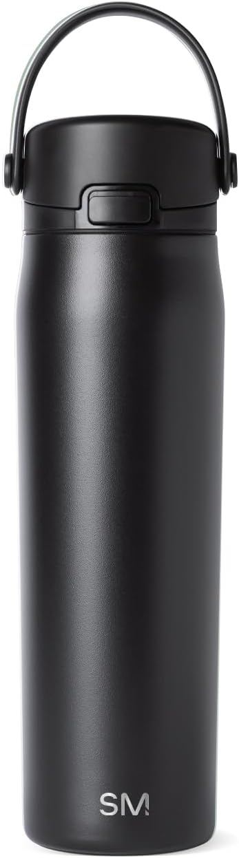 Simple Modern Mesa Sport Water Bottle with Covered Chug Lid | 24oz Cup Holder Friendly Insulated Stainless Steel Bottle for Gym, Sports and Travel | Midnight Black