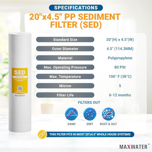 20" 1 Stage Whole House Water Filter System 1" Ports Double O Ring Clear Filter Housing + Gauge w