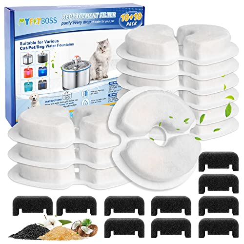 10+10 Pcs Cat Water Fountain Filters Fit for 67oz (20 Count)