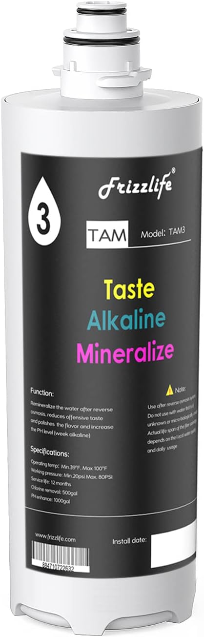 Frizzlife Replacement Filter Cartridge For TAM3, With FZ-4 Cartridge Inside, For PD600-TAM3 Osmanic System & TAM3 Alkaline Filter