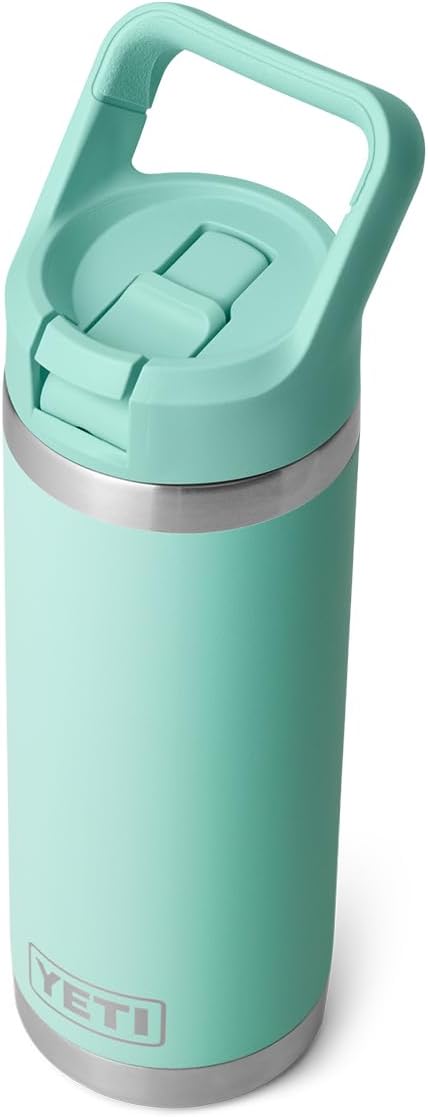 YETI Rambler 18 oz Bottle, Vacuum Insulated, Stainless Steel with Straw Cap, Seafoam