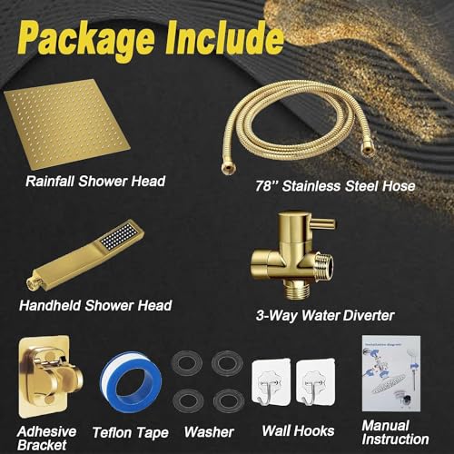 8"High Pressure Square Rain Shower Head and 2