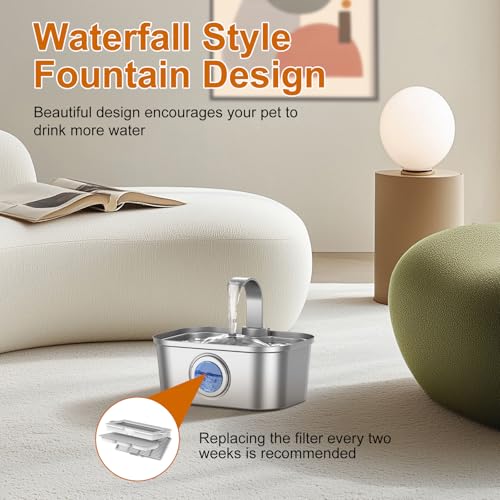 Stainless Steel Cat Water Fountain 124oz (124 Fl Oz)